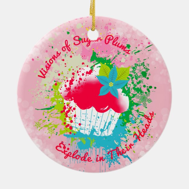 Exploding cupcake sugar plums Christmas ornament (Back)