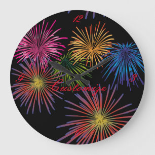 Exploding Fireworks Thunder_Cove Large Clock