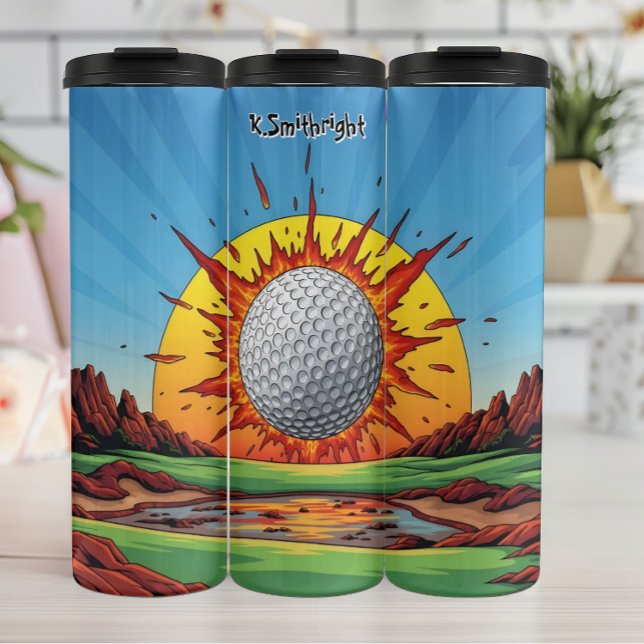 Exploding Golf Ball Sunset Thermal Tumbler (Creator Uploaded)