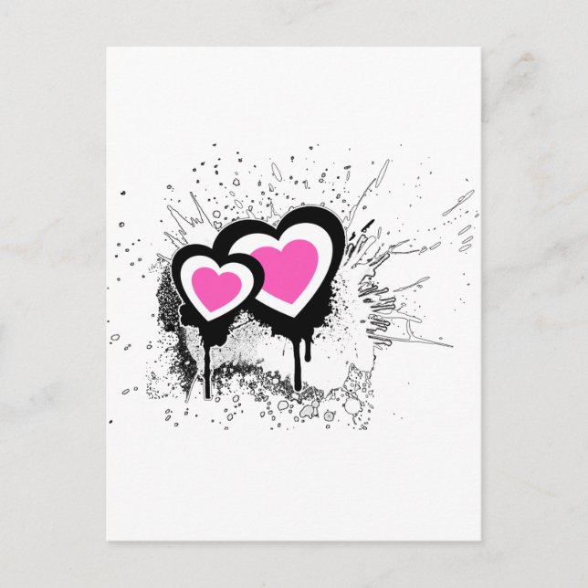 Exploding Hearts Emo Alternative Grunge Rock Punk Postcard (Front)