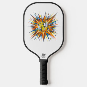 Exploding Padel Ball Pop Art Illustration Pickleball Paddle