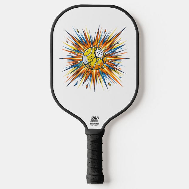 Exploding Padel Ball Pop Art Illustration Pickleball Paddle (Front)