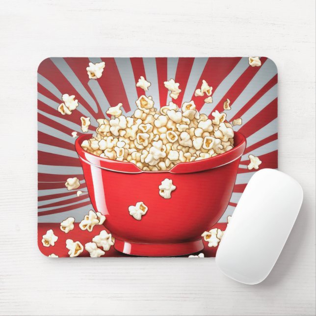 Exploding Popcorn Bowl Mouse Pad (With Mouse)
