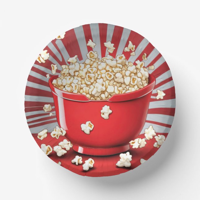 Exploding Popcorn Bowl Paper Plate (Front)