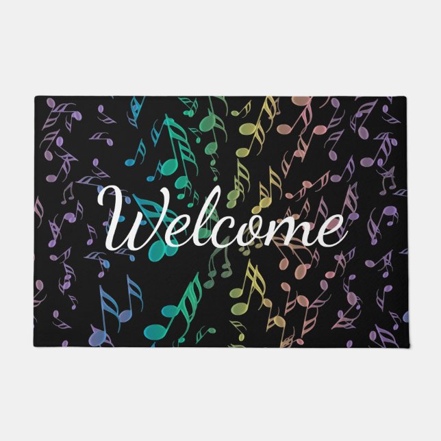 Exploding Rainbow Notes Music Doormat (Front)