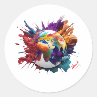 Exploding World - AI Haid Classic Round Sticker