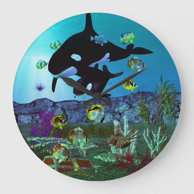 Exploration 3D Aquarium ORCA Large Clock (Front)