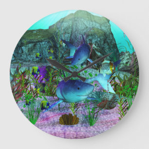 Exploration 3D Sharks Large Clock