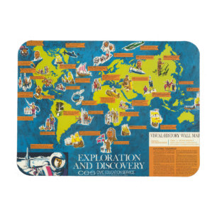 Exploration and Discovery Visual-History World Map Magnet