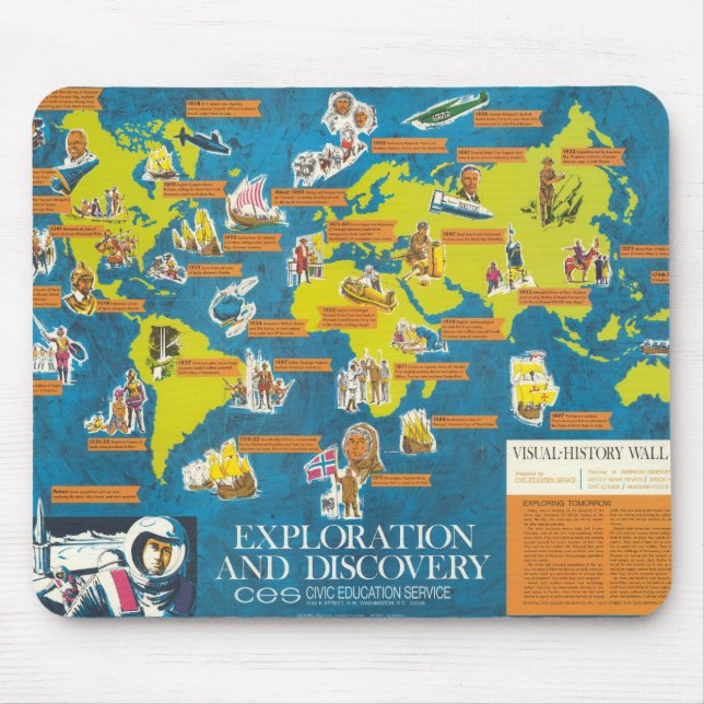 Exploration and Discovery Visual-History World Map Mouse Pad (Front)