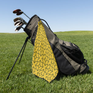 Explore a Symmetrical Yellow Geometric Pattern Golf Towel