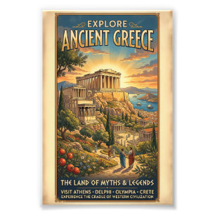 Explore Ancient Greece Vintage Travel Poster