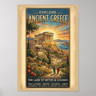 Explore Ancient Greece Vintage Travel Poster