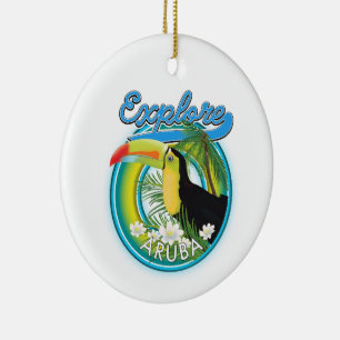 Explore Aruba travel logo Ceramic Ornament