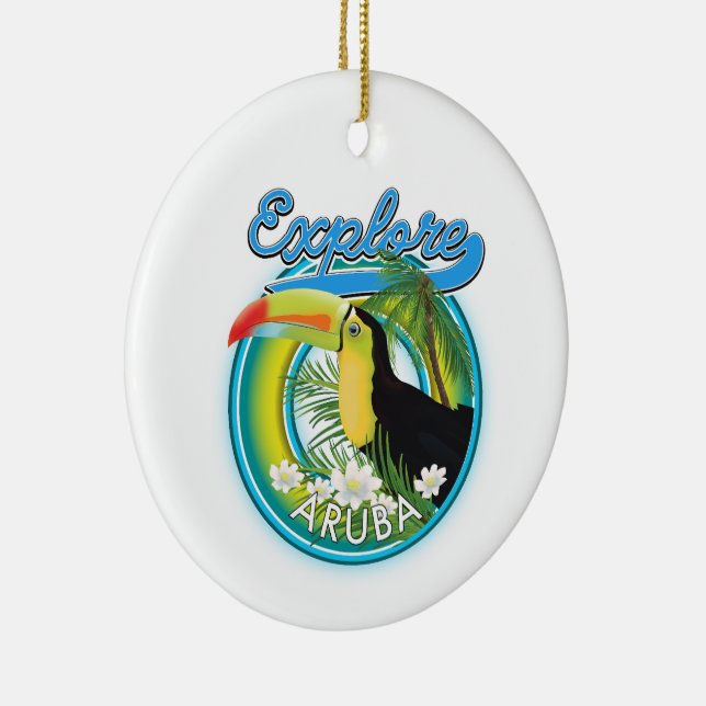 Explore Aruba travel logo Ceramic Ornament (Right)