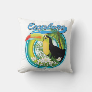 Explore Aruba travel logo Cushion
