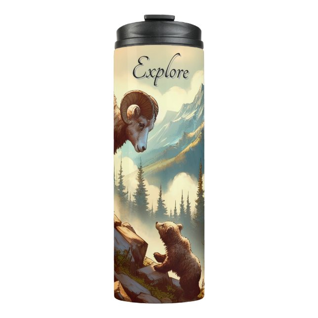 Explore Bighorn Sheep Grizzly Cub Mountain Thermal Tumbler (Front)