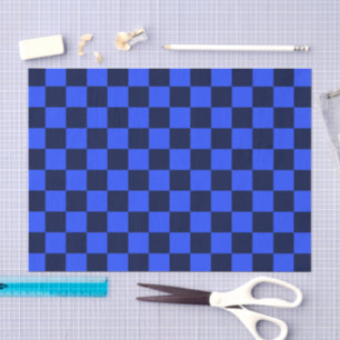 Explore Bold Blue and Black Chequered Design Tissue Paper