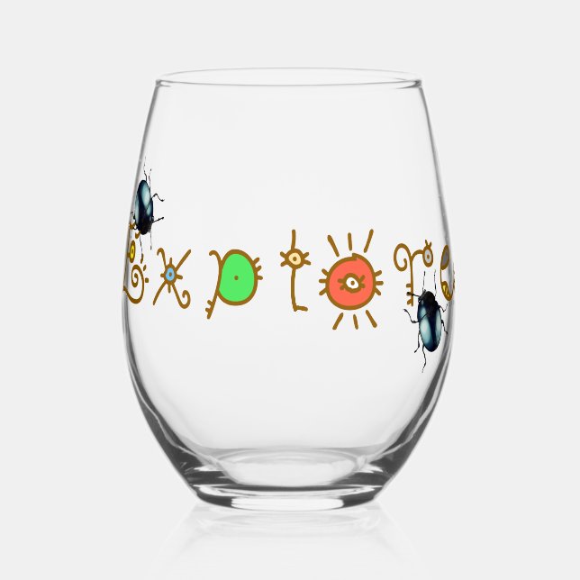 explore bugs  stemless wine glass (Front)