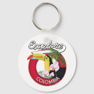 Explore Colombia retro logo Key Ring