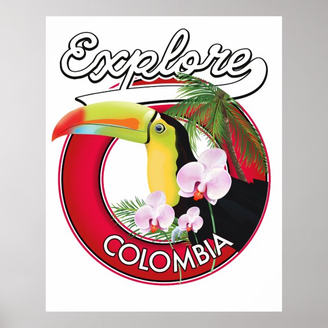 Explore Colombia retro logo Poster (Front)