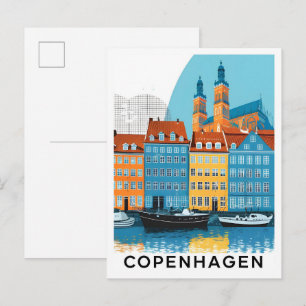 Explore Copenhagen Denmark Vintage Travel Postcard