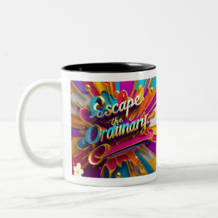 "Explore, Discover, Escape" Two-Tone Coffee Mug