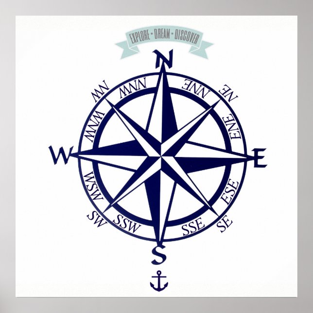 Explore-Dream-Discover Compass with anchor Print (Front)