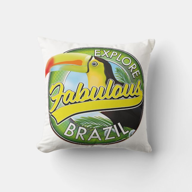 Explore Fabulous Brazil Logo Magnet Cushion (Front)