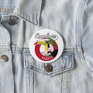 Explore Haiti logo travel patch. 7.5 Cm Round Badge
