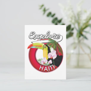 Explore Haiti logo travel patch. Postcard