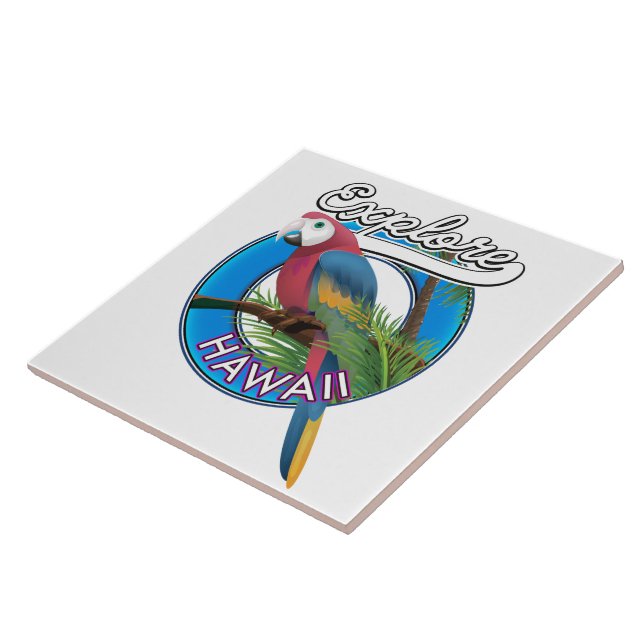Explore Hawaii retro logo Ceramic Tile (Side)