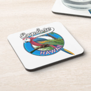 Explore Hawaii retro logo Ceramic Tile Coaster