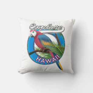Explore Hawaii retro logo Cushion