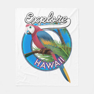 Explore Hawaii retro logo Poster Fleece Blanket