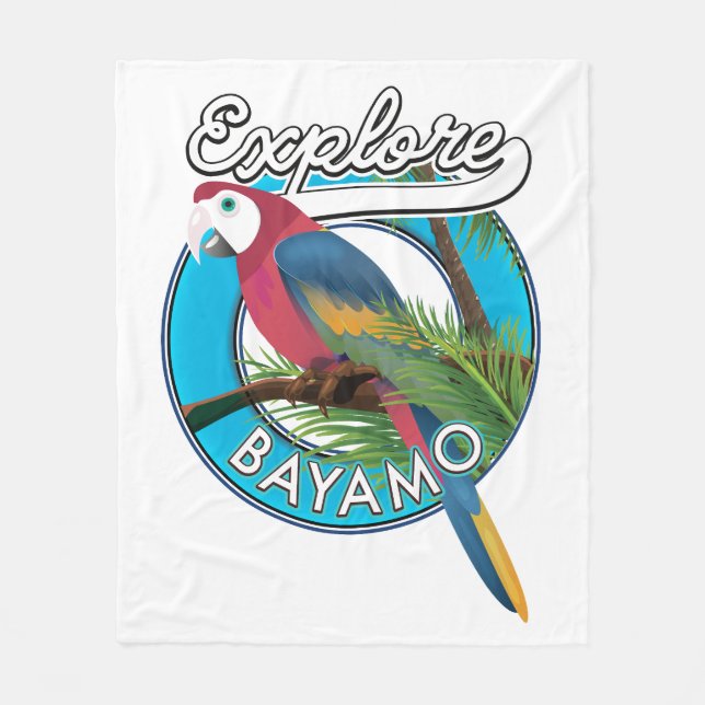 Explore Hawaii retro logo Poster Fleece Blanket (Front)