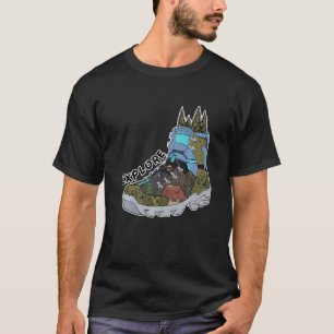 Explore Hiking Boot Adventure Campfire Traveller C T-Shirt