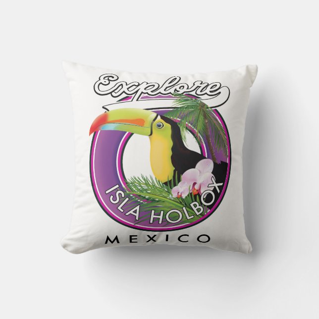 explore Isla Holbox beach mexico travel patch Cushion (Front)
