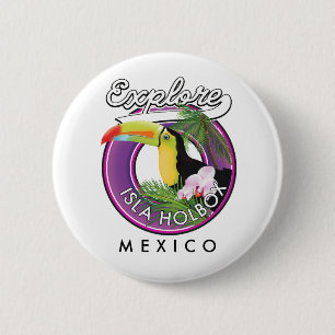 explore Isla Holbox beach mexico travel patch Post 6 Cm Round Badge