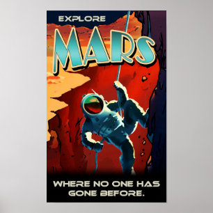 Explore Mars - Custom NASA Retro Travel Poster