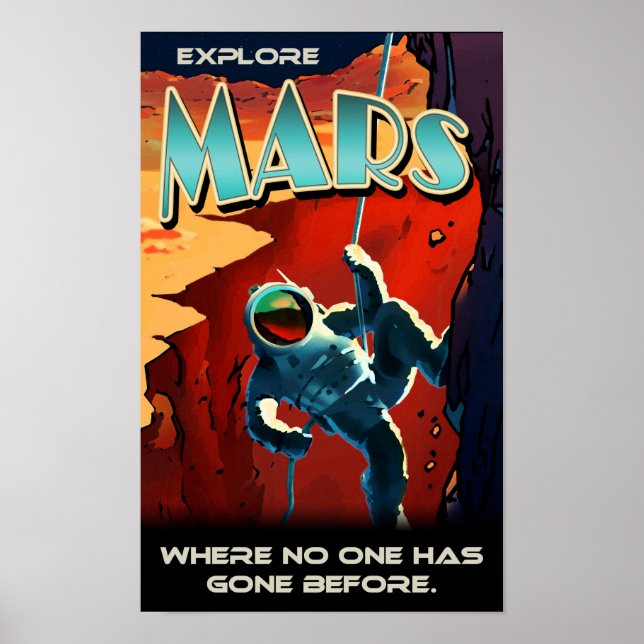 Explore Mars - Custom NASA Retro Travel Poster (Front)
