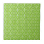 Explore Modern Optical Illusions with Cube Pattern Ceramic Tile<br><div class="desc">Green background with a repeating white geometric cube pattern,  creating a modern,  three-dimensional optical illusion. The design is orderly and dynamic.</div>