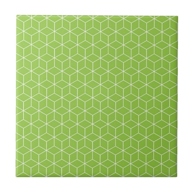 Explore Modern Optical Illusions with Cube Pattern Ceramic Tile (Front)