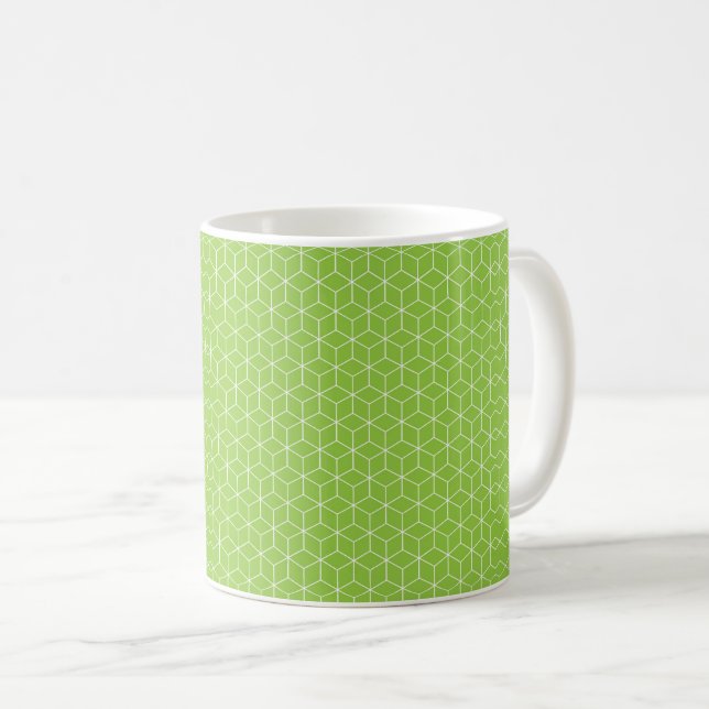 Explore Modern Optical Illusions with Cube Pattern Coffee Mug (Front Right)