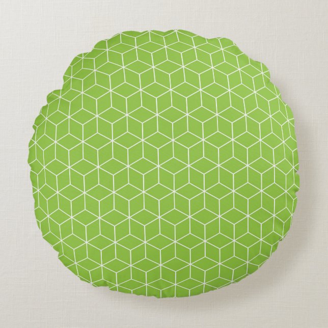Explore Modern Optical Illusions with Cube Pattern Round Cushion (Front)