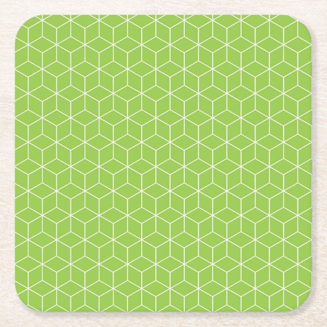 Explore Modern Optical Illusions with Cube Pattern Square Paper Coaster (Front)