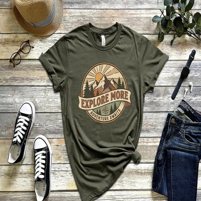EXPLORE MORE – Adventure Awaits | Retro Outdoor  T-Shirt (Creator Uploaded)
