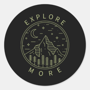 Explore More Minimalist Mountains Hiking Hiker Roc Classic Round Sticker