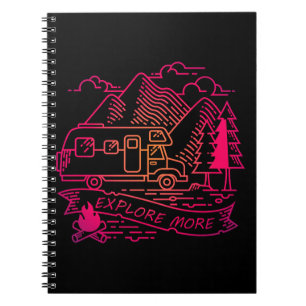 Explore More Pink Camper Van Mountain Nature Lover Notebook