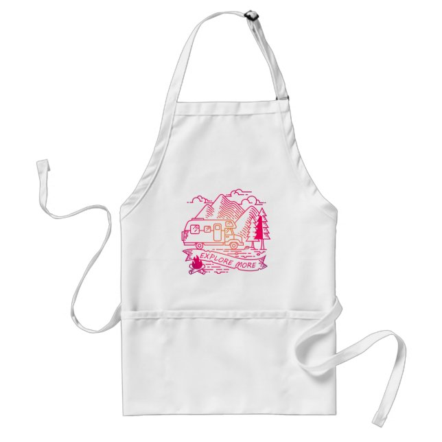 Explore More Pink Camper Van Mountain Nature Lover Standard Apron (Front)